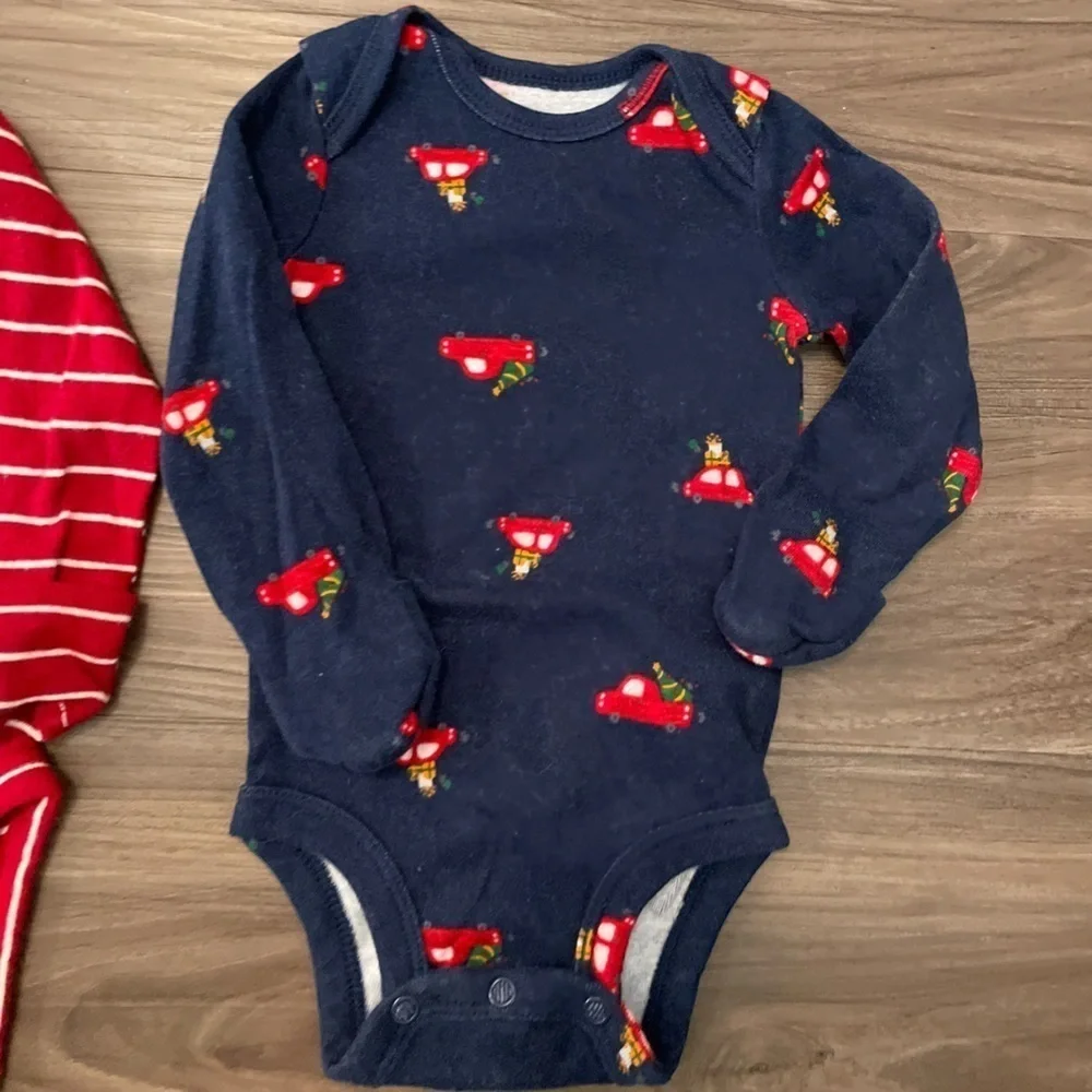 Carter's Baby Bundle of 3 long sleeve Christmas Holiday Bodysuits size 3M